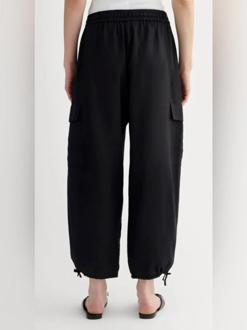 New Everlane THE CARGO CURVE PANT IN LINEN Black Size L